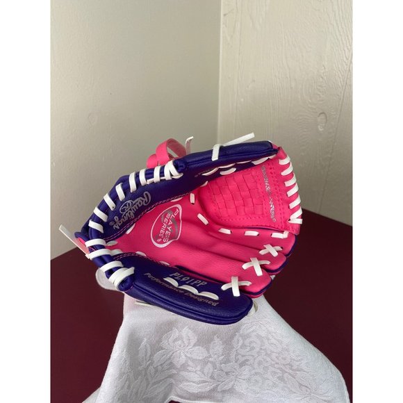 Rawlings Child’s Baseball Mitt Right Handed Player’s Series Pink Purple - Picture 2 of 5